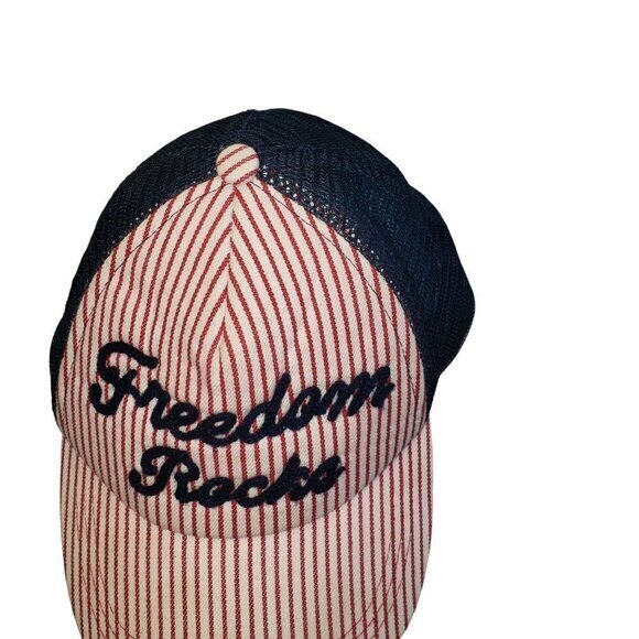 Freedom Rocks Adjustable Ball Cap Hat Snap Embroidered‎ Red White Blue  One Size - Picture 6 of 7
